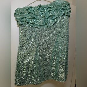 Free People Frida Sequin Ruffle Mini Strapless Dress Size 10